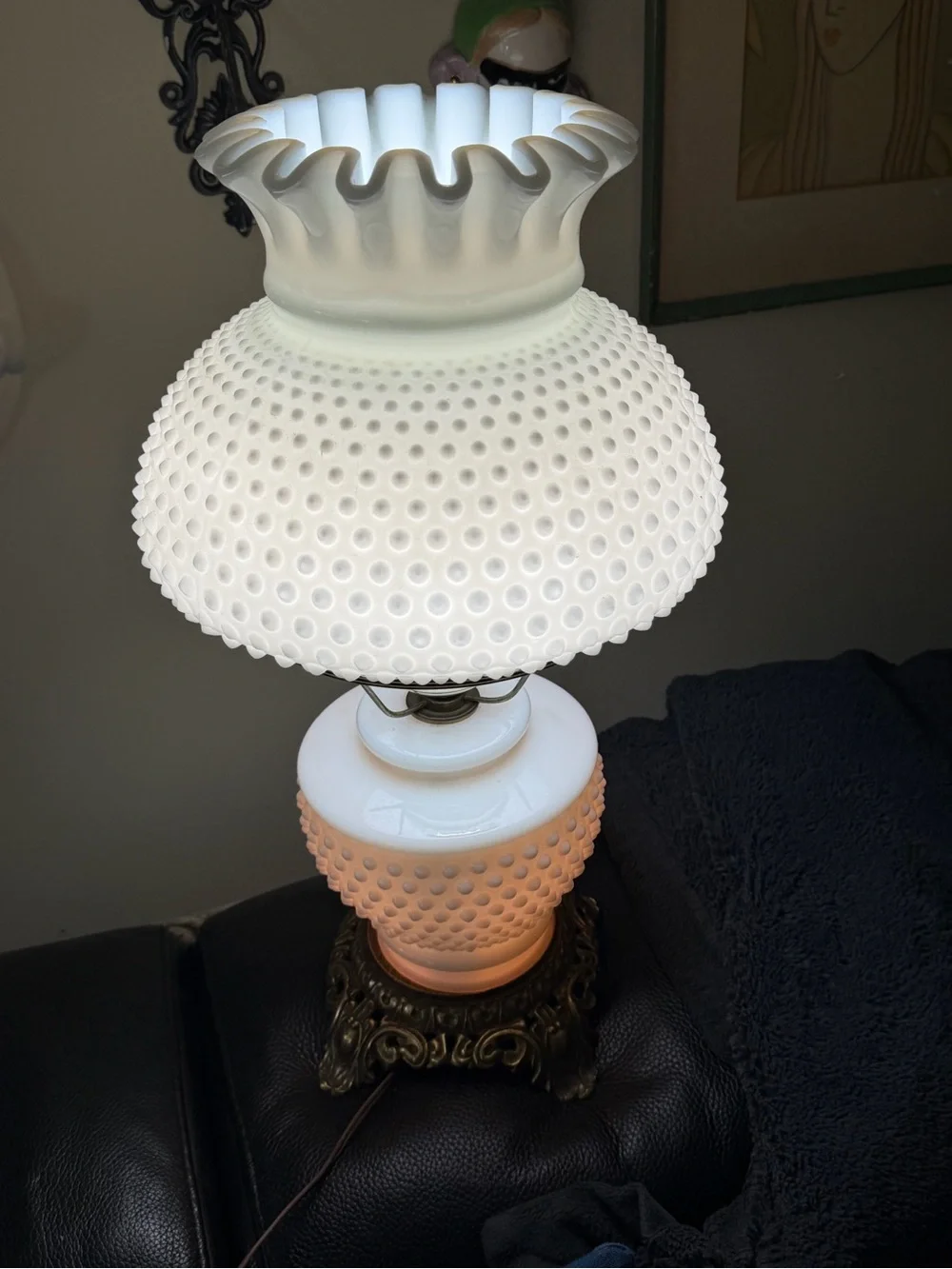 Vintage White Milk Glass Hobnail 